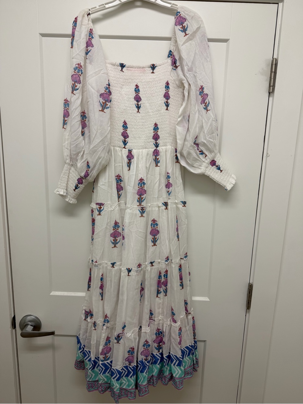Oliphant Smocked‎ Top Tered Midi
Dress -Size M